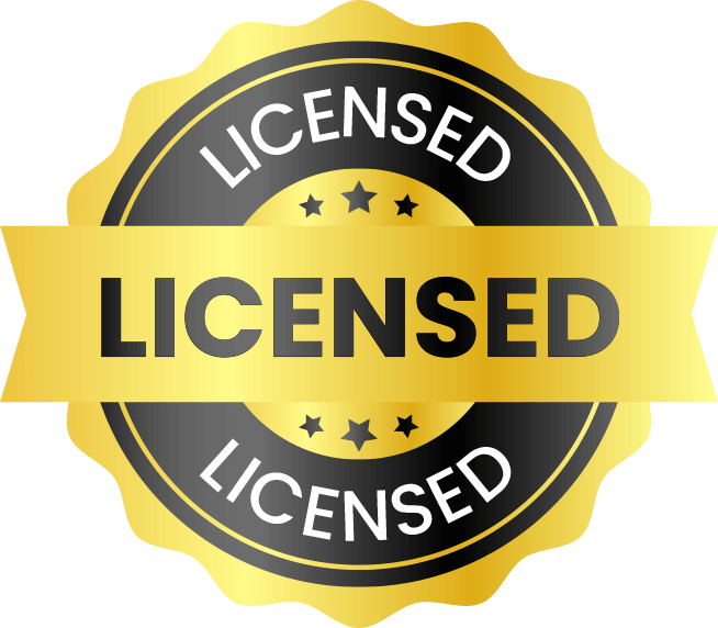 Gold "Licensed" badge with stars, featuring the word "LICENSED" prominently displayed on a ribbon.